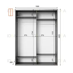 Шафа-купе Idea серія 8 180 x 60 x 240 см Венге темний Дзеркало - мініатюра 2