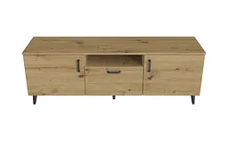 Тумба Лестер на конусних ніжках Ferrum-decor 48x139x38 Чорний метал ДСП Дуб Артізан 16 мм (FRD-106808) - мініатюра 2