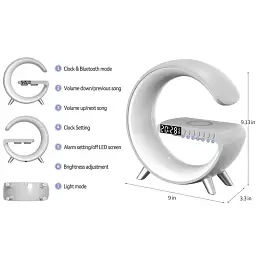 Настільна смарт лампа нічник RGB G-Smart Light з бездротовою зарядкою 15W та Bluetooth колонкою - мініатюра 3