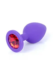 Анальна пробка - Jewellery Silicone Purple Plug M Red - мініатюра 3