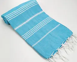 Рушник пештемаль Turkey Towel 100х180 см легкий великий для пляжу басейну бані сауни підстилка на дачу пікнік природу відпустку море Organik яскраво-блакитний - мініатюра 4