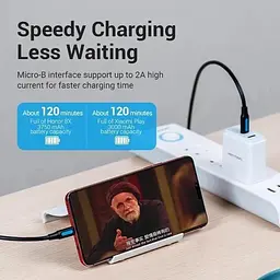 Кабель для синхронізації Vention USB Type C - Micro USB 0.5 м Black (COVBD) - мініатюра 3