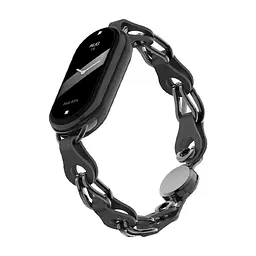 Металевий ремінець для Xiaomi Smart Band 10/9/8, Chain Wristband, чорний, браслет з нержавіючої сталі та штучної шкіри для фітнес-трекера, ArmorStandart (ARM86887)
