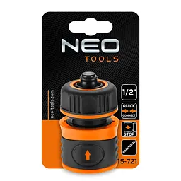 Конектор для шланга Neo Tools для шланга 1/2", з аквастопом, двокомпонентний (15-721) - мініатюра 7