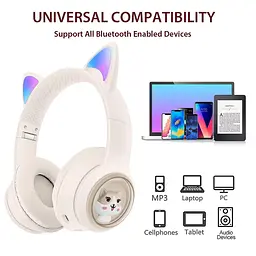 Дитячі бездротові навушники з котячими вушками Onikuma B3 з Bluetooth 5.3, RGB-підсвічуванням, мікрофоном та картою памʼяті microSD до 25 годин роботи рожевий - мініатюра 8
