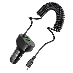 Автомобільний зарядний пристрій Hoco NZ11A 2USB/ Type-C PD 30W чорний + кабель Type-C - мініатюра 8