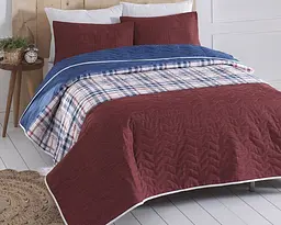 Покривало стьобане Eponj Home North Bordo 200х220 з наволочками 50х70
