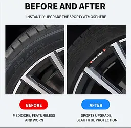 Емблема обода колеса Honda 4 шт Алюміній наклейка на диски на скотчі Чорні - мініатюра 3