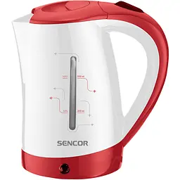 Електрочайник Sencor 0.5 л Strix пластик в комплекті 2 склянки + 2 ложки біло-червоний kuh0015385