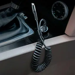 Кабель Baseus Fish Eye Spring Cable USB to Lightning 2A 1m CALSR-01 Black - мініатюра 7