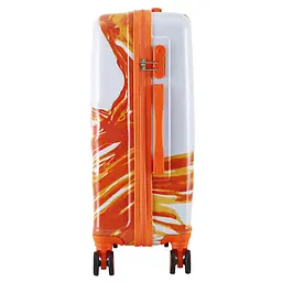 Валіза середня Semi Line T5655-2 24 дюйми Polycarbonate/ABS 4 подвійні колеса Білий з помаранчевим принтом - мініатюра 5
