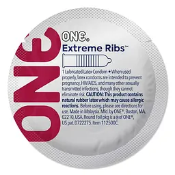 Презерватив ONE Extreme Ribs, 1 шт, ребристий, зі змазкою