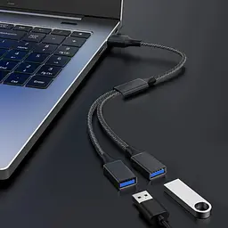 USB розгалужувач USB-A на 2 USB-А для зарядки і даних - мініатюра 2