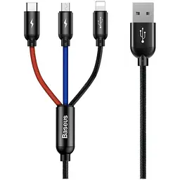 Дата кабель USB 2.0 AM to Lightning + Micro 5P + USB-C 1.2m 5A black Baseus (CAMLT-BSY01)