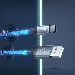 Дата кабель Hoco U 112 Shine 2.4 A USB to Type-C (1 m) Gray - мініатюра 7