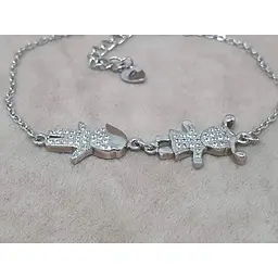 Срібний браслет TOP Silver Солодка парочка з фіанітами. 550152Б - мініатюра 2