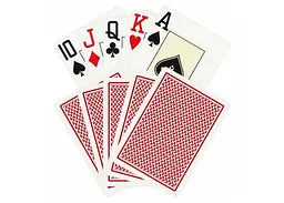 Карти гральні Cartamundi Copag TEXAS HOLD'EM 100% Plastic Jumbo Index (red) (PC_CPJI-1) - мініатюра 2