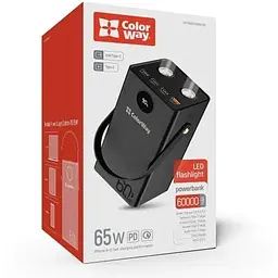 Зовнішній акумулятор ColorWay 65 Вт 4xUSB 60000 mAh чорний CW-PB600LPA5BK-PDD - мініатюра 7