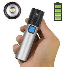 Акумуляторний LED ліхтарик Bailong BL-K31-T6 4 режими, зум, зарядка microUSB, металевий корпус - мініатюра 2