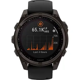 Смарт-годинник Garmin Fenix 8 Solar Sapphire 47mm Carbon Gray DLC Titanium with Black/Pebble Gray Silicone Band (010-02906-11) [115067] - мініатюра 2