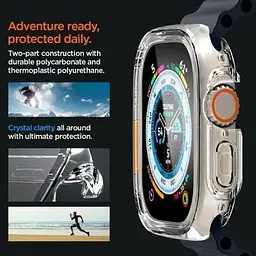 Захисний чохол Spigen Ultra Hybrid Designed Case Crystal Clear with Full Coverage Screen Protector для Apple Watch Ultra/Ultra 2 49 mm (ACS05459) - мініатюра 9