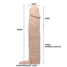 Насадка на пеніс Pretty Love Penis Sleeve Flesh 7" 18 см тілесний - мініатюра 6