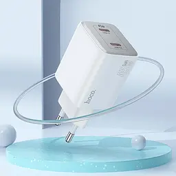 Адаптер мережевий Hoco Elogiado dual-port charger N42 (Type-C to Type-C Set) |2Type-C, 45W/3A, PD/QC| - мініатюра 3