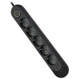 Мережевий фільтр живлення Voltronic F05U, 5 роз. EU, 3 USB Black (F05U-Black)
