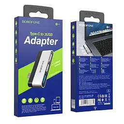 Мульти адаптер хаб Borofone DH1 3в1 Type-C to USB 3.0 F/ 2 USB 2.0 F - мініатюра 6