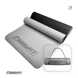 Килимок для йоги та фітнесу EasyFit TPE+TC 6мм двошаровий сірий-чорний