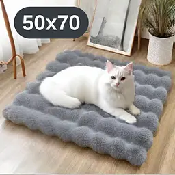 М'який лежак для котів та собак 50×70 см — пухнастий килимок під нірку, теплий, сірий KT8001303