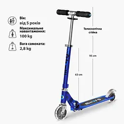 Самокат Micro Sprite LED Сапфіровий синій (SA0231) - мініатюра 3