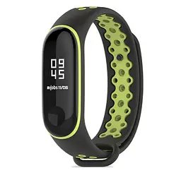 Силіконовий ремінець Primo Perfor Sport для фітнес-браслета Xiaomi Mi Band 3 Black Green - мініатюра 2