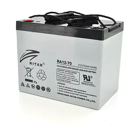 Акумуляторна батарея AGM RITAR RA12-70, Gray Case, 12V 70.0Ah (350 x 167 x 182)