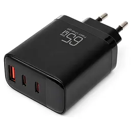 Зарядний пристрій Vinga 2xUSB-C + USB-A Display 65W (VCR65ACCDB) - мініатюра 7
