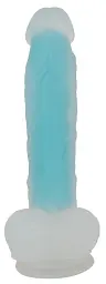 Фалоімітатор Glow in the Dark Silicone Dildo 20.5 см блакитний - мініатюра 3