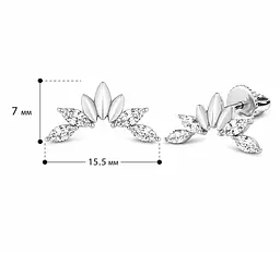 Сережки-гвоздики з білого золота Crystal Crown (з40067.1) - мініатюра 3