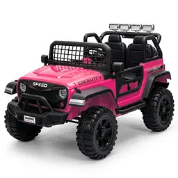 Джип M 6376EBLR-8 радіо/к2.4G 1 акум12V10AH, 4мотора45W, BLUETOOTH, USB, TF, EVA, муз, світ шкіра рожевий