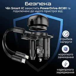 Зарядное устройство Promate 1xUSB-C PD + 1xUSB + cable USB-C/Lightning max 81W black (powerdrive-rci81) - миниатюра 8