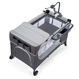 Ліжко-манеж з пеленатором Kinderkraft Leody Grey (KCLEOD00GRY00AC) - мініатюра 6