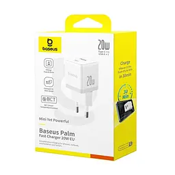 МЗП Baseus Palm Fast Charger 20W (1USB-A/1C) + кабель Type-C to Type-C (P10111608) Moon White - мініатюра 6