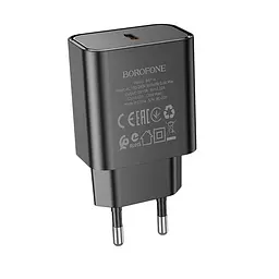 Адаптер мережевий BOROFONE Power single port charger BA71A 1Type-C 20W чорний - мініатюра 6