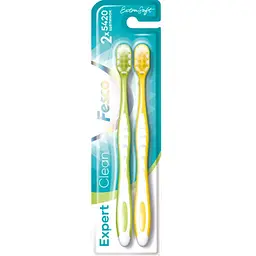 Зубна щітка Fesco Expert Clean Extra Soft Жовта 1 шт. + Зелена 1 шт. (4820204702328)