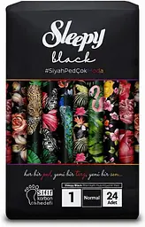 Прокладки гігієнічні Sleepy Black Normal (240 мм) 5 крапель 24 шт. натуральні чорні прокладки