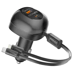Зарядное устройство Promate 1xUSB-C PD + 1xUSB + cable USB-C/Lightning max 81W black (powerdrive-rci81)