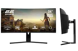Монітор 2E Gaming 34" G3424B 2xHDMI DP VA 3440x1440 180Hz 1ms NTSC 85% CURVED FreeSync HAS teh0014152 - мініатюра 2