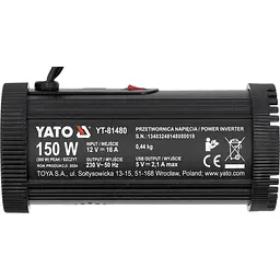 Інвертор автомобільний Yato 12/230 В 150 Вт (YT-81480) - мініатюра 5