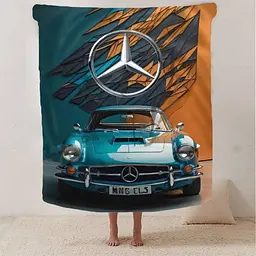 Плед плюшевий на подарунок 3D Mercedes-Benz 160х200 см - мініатюра 2