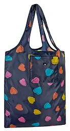 Сумка-шопер складна Hanson Faltshopper 44x38 см нейлон синя з сердечками - мініатюра 3
