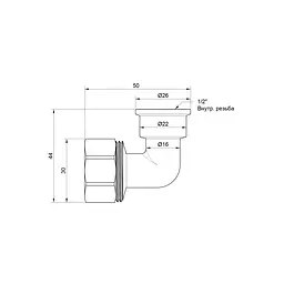 Кут обтискний SD Plus 20x1/2" ВР SD156W2015 - мініатюра 2